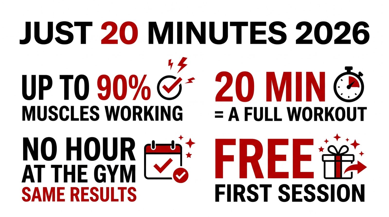 Just 20 Minutes: How EMS Replaces the Hour-Long Gym Session in 2026 — Speciale Fitness infographic