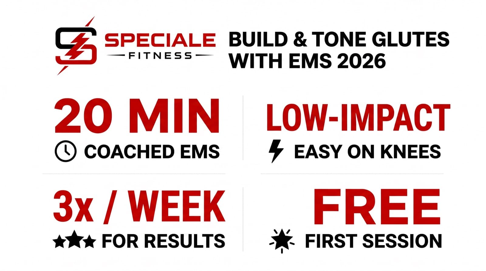 How to Build & Tone Your Glutes with EMS in 2026 — Speciale Fitness infographic