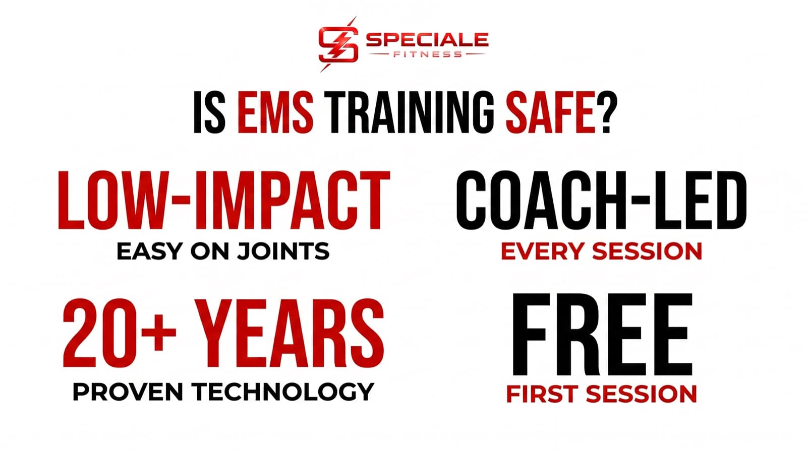 Is EMS Training Safe? What You Need to Know in 2026 — Speciale Fitness infographic